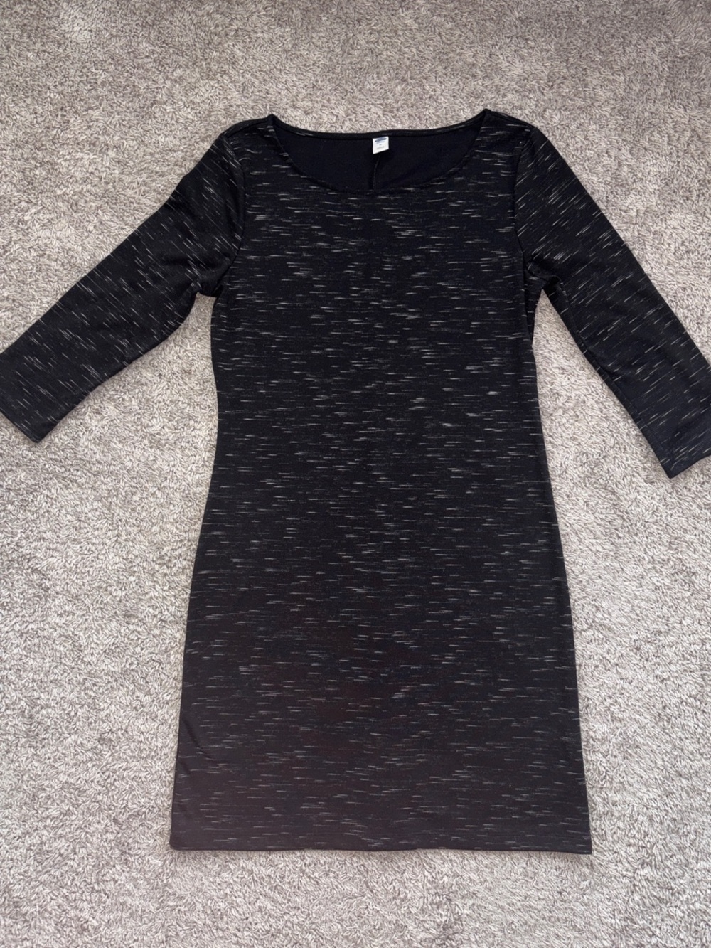 Old Navy Black Heathered 3/4 Sleeve Sheath Dress